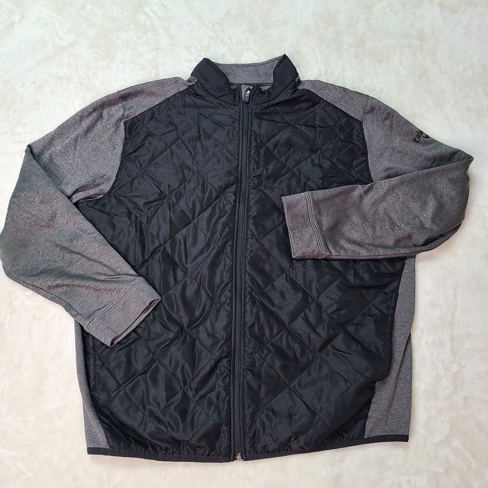 Callaway Golf Mens Black Grey Quilted Full Zip Weather Series Jacket Size L